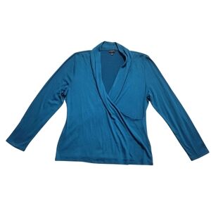 Talbots Women's Teal Blue Faux Wrap Top